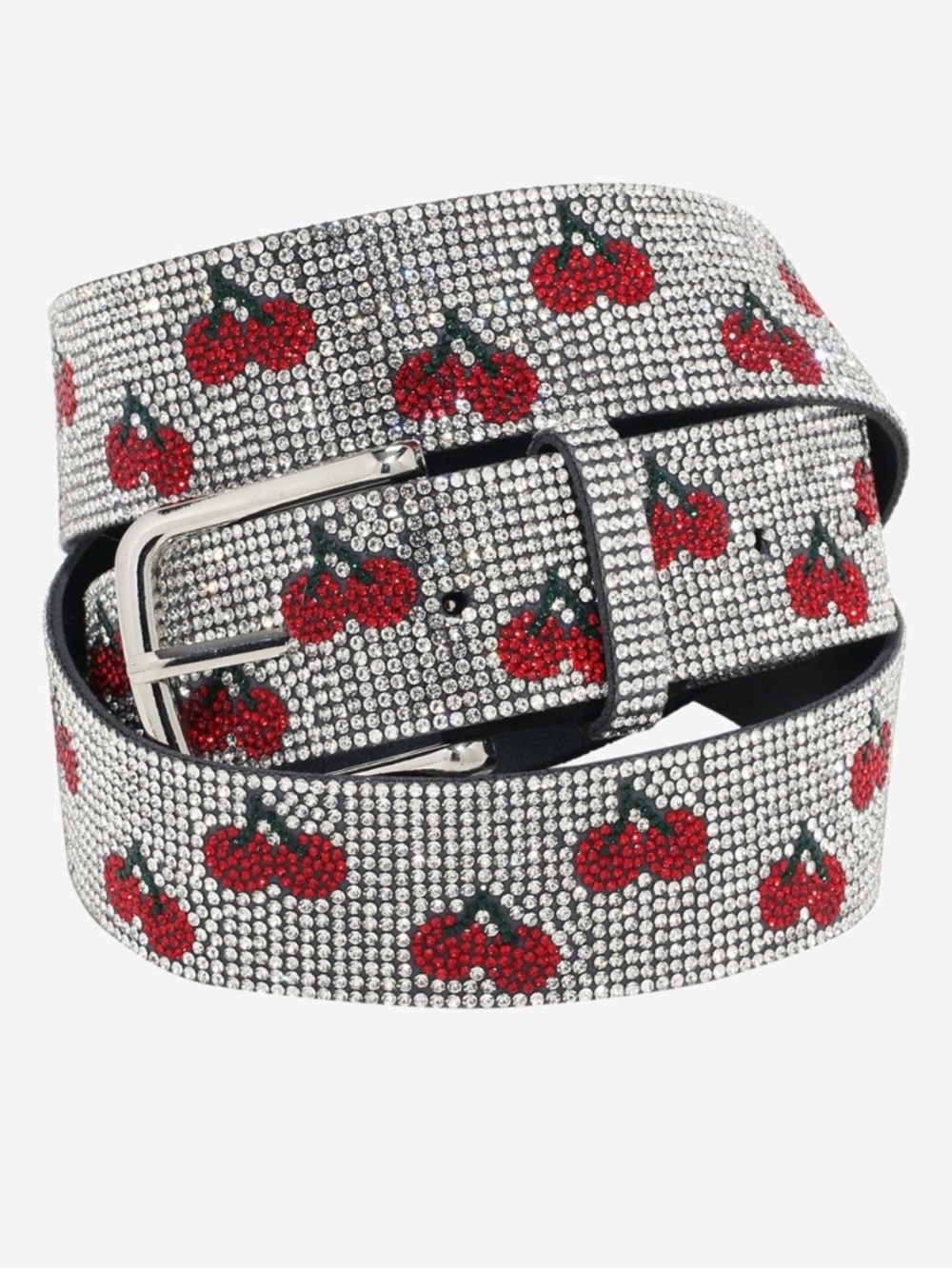 Hot Topic Crystal Cherry Belt - Silver and Red